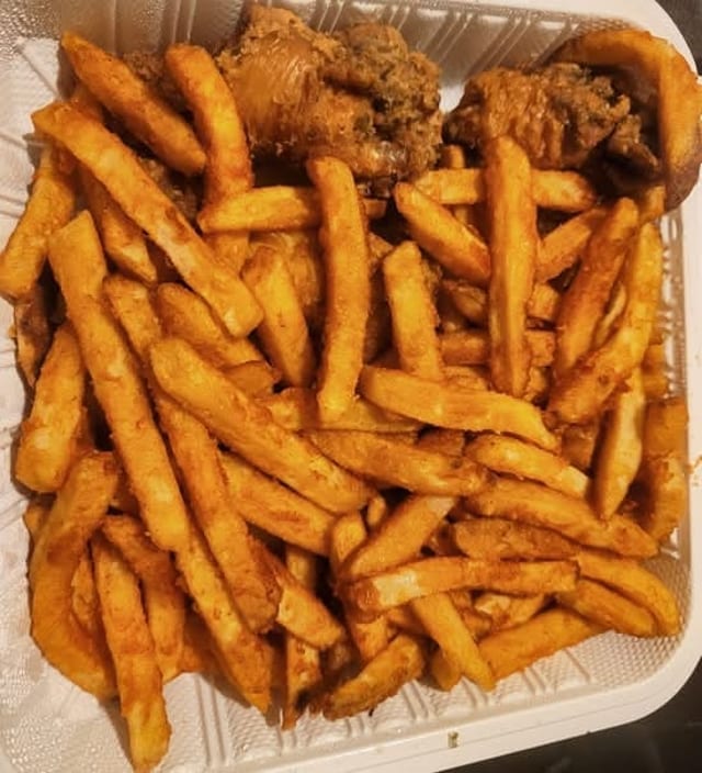 French Fries with Chicken Wings.
