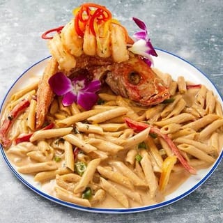 Rasta Pasta with Snapper & Shrimp