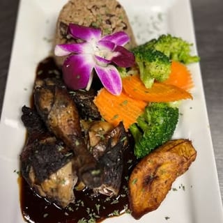 Jerk Chicken with Rice and Peas