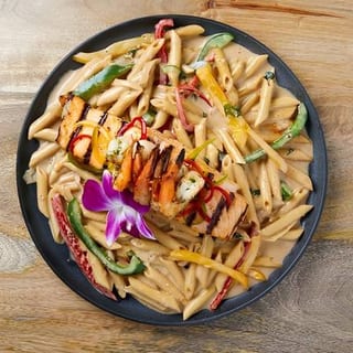 Rasta Pasta with Salmon & Shrimp