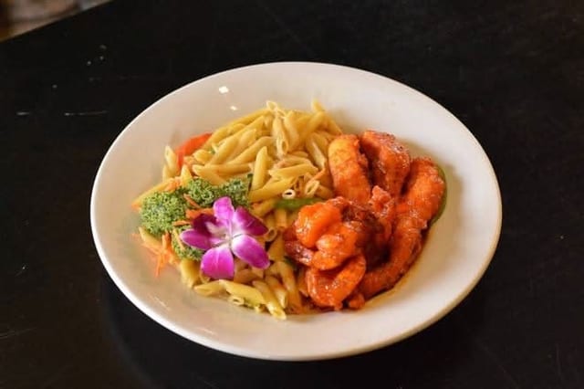 Rasta Pasta with Shrimp & Chicken.