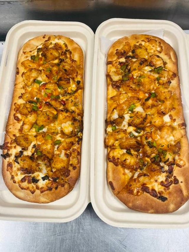Honey-Garlic Shrimp Flatbread.