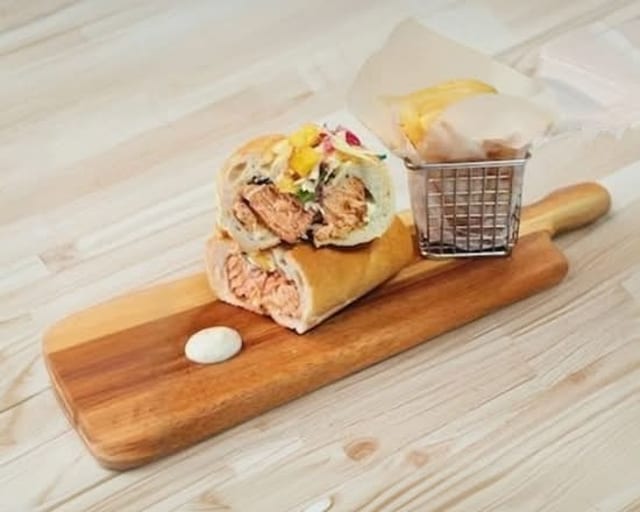 Cajun Salmon Sandwich.
