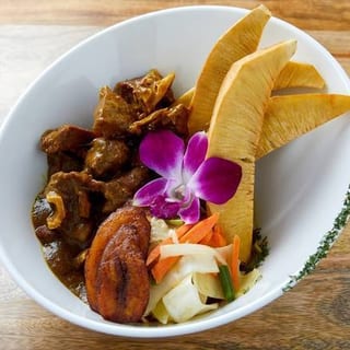 Breadfruit with Curry Goat