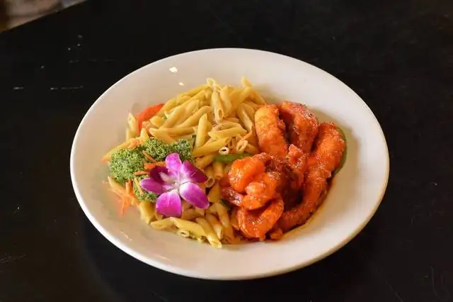 Rasta Pasta with Shrimp & Chicken.