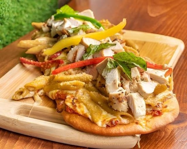Rasta Pasta with Protein Flatbread.