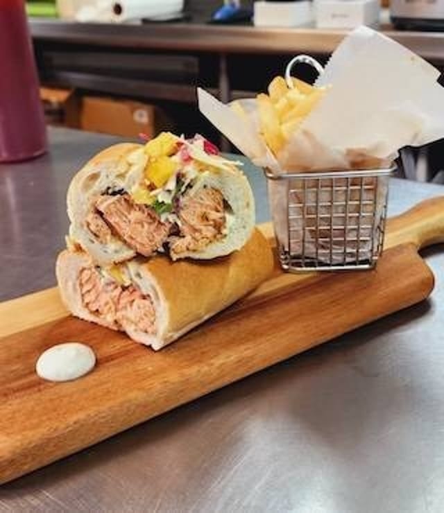 Cajun Salmon Sandwich.