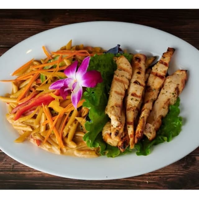 Rasta Pasta with Jerk Chicken.