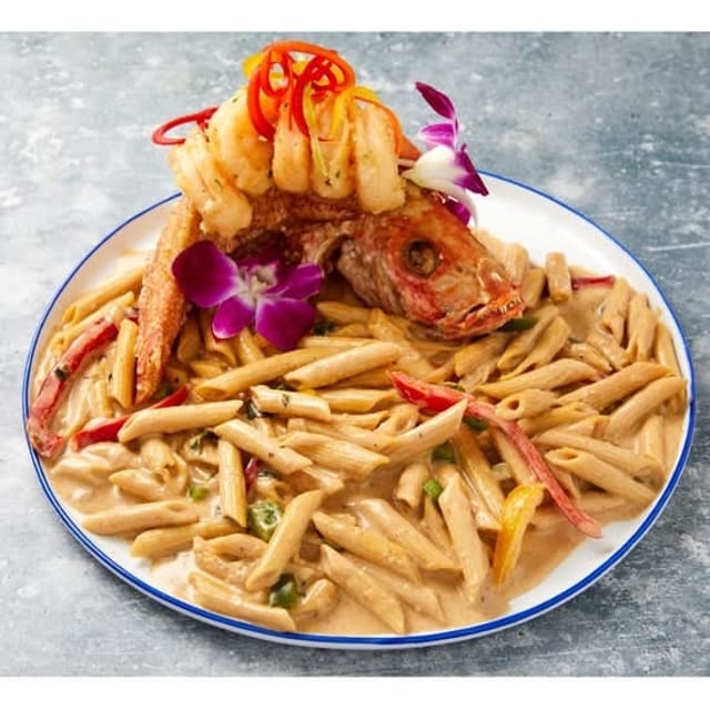 Rasta Pasta w/ Snapper.